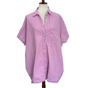 The Frankie Shop Pink Oversized Cotton Shirt Dress – One Size